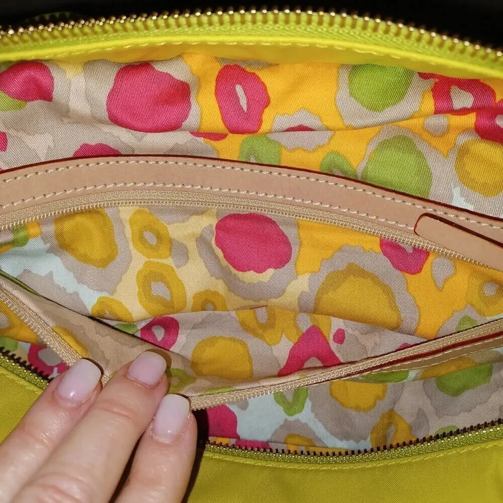 Vtg Kate Spade Stevie Bag Lime Neon Green Nylon Y2K Satchel EUC